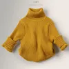 Pullover Autumn Winter Baby Boys Girls Turtleneck Sweaters Kids Pullover Solid Knit Bottom Sweaters For Childrens Clothing 231102