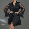 Abbigliamento da donna femminile chiffon in pizzo nero in pizzo satina