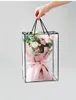 Gift Wrap 2PC Transparent PVC Frosted Border Tote Bag Festival Party Flower Packaging DIY Handicraft Room Decoration Material