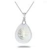 Pendentif Colliers FYSL Argent Plaqué Goutte D'eau Bleu Sable Pierre Clair Quartz Collier Arbre De Vie Bijoux