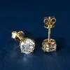 Stud IOGOU Boucles d'oreilles en or 14 carats véritable diamant de 6 mm pour hommes femmes 10 carats jaune vis arrière bijoux fins 231101