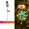 Luci solari da percorso natalizio Luci da palo da giardino natalizie per esterni Luci in metallo Illuminazione da esterno decorativa Babbo Natale Pupazzo di neve Renna con paletti da giardino