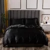 Lyxbäddar Set King Size Black Satin Silk Comforter Bed Home Textil Queen Size Däcke Cover CY2005196607581