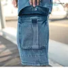 Herren Shorts Hip-Hop Wide Leg Denim Multi-Pocket Cropped Jeans Loose Cargo Herren Plus Size 44 P230308