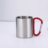 Tumblers 220/300/450 ml camping resor rostfritt stål kopp karabiner krok handtag picknickvattenmugg utomhus vandring