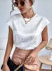 Kvinnors blusar Blusa Casual Short Sleeve Jacquard Blue Leopard Print Tops Fashion Streetwear Summer O-Neck White Shirts Women kläder