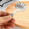 Spoons Stainless Steel Tea Spoon Serving Shell Shape Scoop Practical Teaspoon 304 Silver Teaware Accessories Baby
