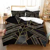 Sängkläder sätter svart marmor modern textur guld abstrakt design polyester full enkelbäddsäcke täcke 2 st kudde
