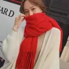 Scarves Scarf Women's Winter Korean Long Thickened Cashmere Student Wool Fringe Knitted Lover's Neck Women Woolen 231101