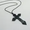Gargantilla gótica negra Punk Cruz colgante satánico collar de cadena para mujer hombre fe joyería religiosa encanto Accesorios