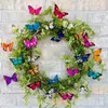Guirlande de fleurs décoratives, couronne de papillons, décor de vacances vert pour porte d'entrée de printemps, lierre artificiel en plastique, simulation de décoration, 18 pouces