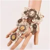 Bracelets à maillons de chaîne Mode Bracelet rétro en dentelle gothique européenne et américaine avec anneau fabricant d'horloge à engrenages exagéré Dhgarden Dhqbf