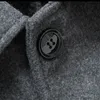 Мужской полушерстяной мужской полушерстяной плащ на утепленной флисовой подкладке, зимний тренч, приталенный шерстяной бушлат с отложным воротником, классический 231102