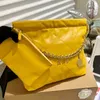 Espelho Qualidade Saco De Luxo Designers Mini Bucket Bags 22 Bolsa 35cm Compras Bezerro Acolchoado Tote Preto Bolsa Mulheres Ombro Saco De Corrente De Prata