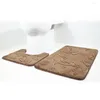 Tapis 2 pièces en forme de U flanelle toilette Absorption d'eau tapis de bain tapis de sol anti-dérapant salle de bain douche tapis ensemble