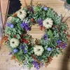 Ghirlande di fiori decorativi Ghirlande di Natale artificiali Decorazioni Ringraziamento Ortensia Zucche bianche Porta d'ingresso Ornamento da appendere 231102