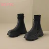 Botas Calcetines elásticos vintage y botas 2023 Otoño Invierno Matsuke Tacón alto Suela gruesa Botines cortos para mujer 231101