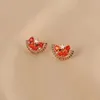 Stud Earrings 2023 Korean Fashion Summer Watermelon Style Zircon Women's Cute Daily Jewelry Party