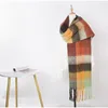 Scarves Vintage Panelled Fringe Plaid Scarf For Women 2023 Autumn Winter Thick Warm Female Shawl Fashion Velvet