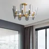 Chandeliers Pendant Lights Postmodern Simple Luxury Dark Gray Glass Candlestick-shaped Creative Lamps Study Bedroom Living Room AC 220v