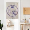 Curtain Chinese Landscape Blue Plant Noren Red Lotus Door Linen Tapestry For Study Home Decor Bedroom Kitchen