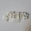 Headbands SLBRIDAL Handmade Crystal Rhinestone Pearls Ceramic Flower Bridal Hair Comb Wedding Hair Accessories Bridesmaids Women Jewelry 231102