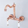 Kitchen Faucets Antique Red Copper Brass Wall Mounted Wet Bar Bathroom Vessel Basin Sink Cold Mixer Tap Swivel Spout Faucet Msf903