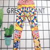 Kvinnor Colorful Fitness Tracksuit Geometric Print Sport Outfit High midje Gym Leggings Fashion Split Tracksuits