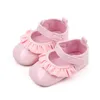 Primeiros caminhantes bebê meninas princesa sapatos pu couro plissado flats infantil berço criança walker para verão outono