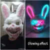 Masques de fête Design effrayant néon brillant fête sanglante lapin Cosplay lapin masque Halloween carnaval Costume lumineux accessoires fête LED masque 1102