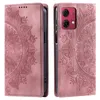 Lederen portemonnee hoesjes voor Google Pixel 8 8A 7 Pro Moto G84 G54 G14 Huawei Mate 60 Pro Honor X6A Zuigen Magnetische sluiting Datura Bloem Totem Kant Kaart Mandala Flip Cover Pouch