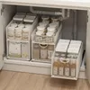 Kitchen Storage Pull-out Type Carbon Steel Basket Household Cabinet Under Sink Sundries Organizer Bottle Can Jar Drawer