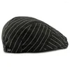 BERETS HT4286 Spring Autumn Caps för män Kvinnliga randiga konstnärsmålare BERET HAT Justerbar murgröna Sboy Flat Cap Manlig kvinna