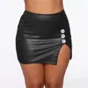 Skirts High Waist Wrapped Hip Short Skirt Nightclub PU Leather Zipper Sexy Fit 20MM Snaps Button Wholesale DIY Jewelry