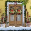 Décorations de Noël Couronne de joyeux Noël avec pommes de pin, baies de cerises, couronne de Noël artificielle, ornements suspendus pour la maison, décor de fête de l'année, 231101