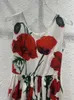 Casual jurken Red Roosarosee Pure katoen sexy backless mouwloze bloemenprint midi witte jurk 2023 lente zomer vrouwen vestidos gewaad