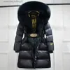 Women's Down Parkas Lagabogy 2023 Vinterkvinnor varm puffer kappa fe tick down jacka lyx långa ytterkläder vattentätt bälte parkas äkta päls l231102