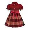 Baby Girl Dress Summer Girls Sleeveless Dress Cotton Baby Babies Big Plaid Bow Dresses Multi Colors Gratis frakt