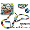 Diecast Model Cars Rechargeable Track Cars For Boy Flexible Track with LED Light-Up Race Car Set Anti-gravity Assembled Track Car Gift for Children 231101