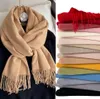 Шарфы женские кашемировый шарф однотонный толстый теплый повседневный зимний для дам хиджабы пашминовые шали обертывания кисточкой женский Echarpe 231101