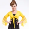 New Women's Costume Lace Short Sleeve Gold Colour Coins & Shawl Practice Clothing Belly Dance Performance Tops