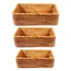 Förvaringskorgar rektangulära handvävda korgar rotting godis lagring picknick bricka mat bröd rätter 230331