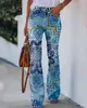 Kvinnors jeans 2023 Flower 3D Printed Artificial Y2K S Street Casual Pencil Pants Plus Size Ben Wide 231102