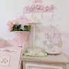 Kitchen Storage 1 Set Pink Bow Wood Coffee Tea Cup Holder Stand Home Mug Hanging Display Rack Drinkware Shelf With 6 Hooks