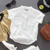 Kids Shirts Kids Boys Blouses Shirt Arrival Summer Baby Boys Casual Tops White Pink Blue Linen Blouses Kids Summer Clothing 230331