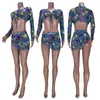 Tute da donna Summer Floral Print Set da 3 pezzi Abbigliamento da spiaggia Abiti da club per le donne Crop top da vacanza e minigonne arricciate Abiti abbinati