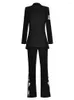 Kvinnors tvåbitar byxor Sweetsince Women's Business Suit Office Look Weartop White Embroidered Black Straight Trousers Spring 2023