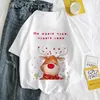 여자 T 셔츠 크리스마스 재미있는 프린트 티셔츠 여자하라 주쿠 미학적 흰색 상판 Tshirt 티 2023 여름 패션 Y2K 캐주얼 여성 셔츠