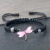 Link Bracelets Multicolor Dragonfly Pendants Bracelet Handmade Black Braided Rope Adjustable Charm Lucky Wristband Couple Jewelry For Women
