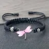 Braccialetti a maglie Bracciale con ciondoli a forma di libellula multicolore Fatto a mano Corda intrecciata nera Fascino regolabile Bracciale portafortuna Coppia di gioielli per le donne